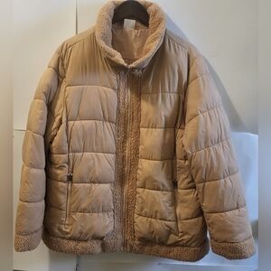 ALYNED, Puffer Jacket, Women, Orange Faux Fur Collar/Trim, /down Front, Size XL